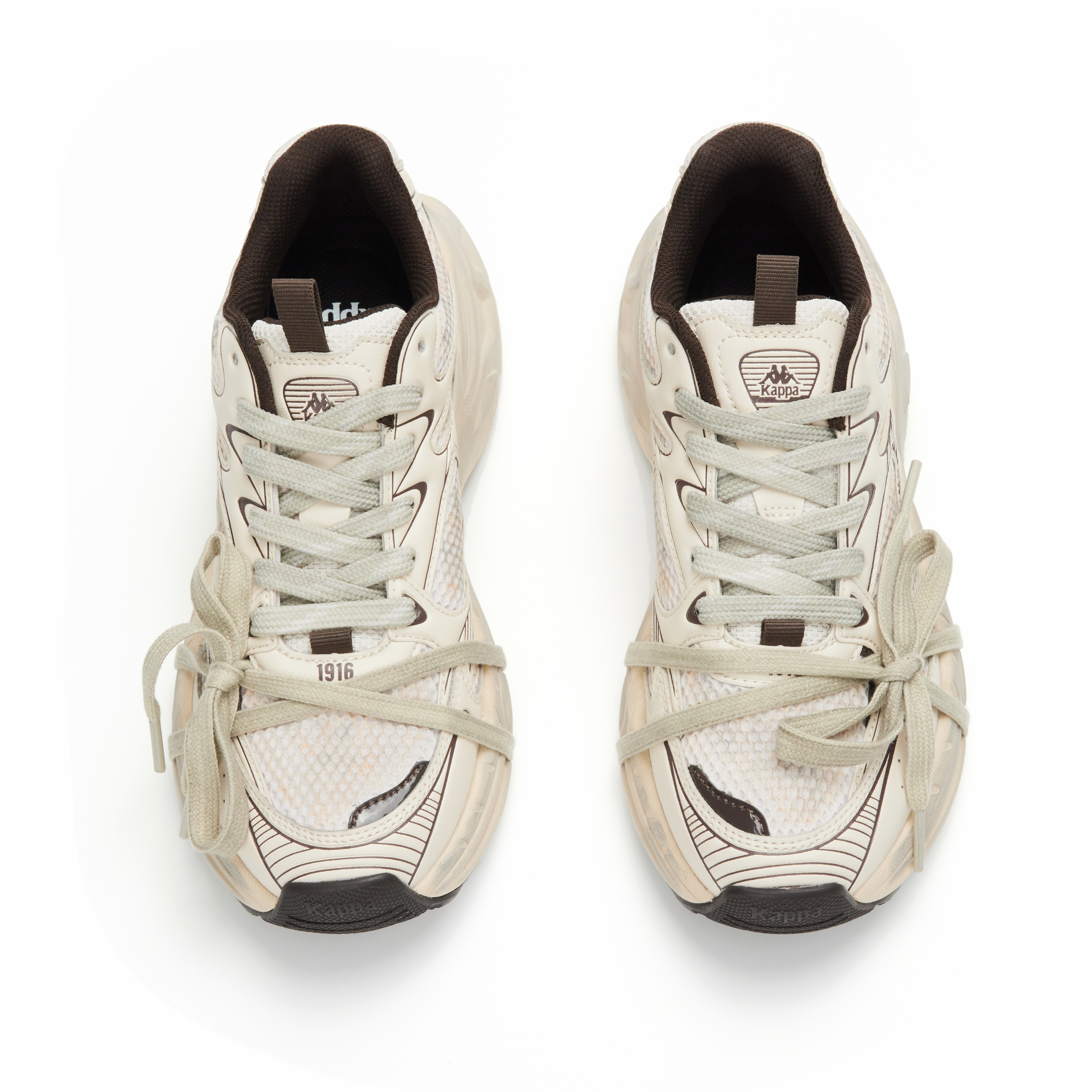 Kappa Mesh, Textile Cushioning Slip Resistant Breathable Low top Casual Running Shoes Unisex Beige