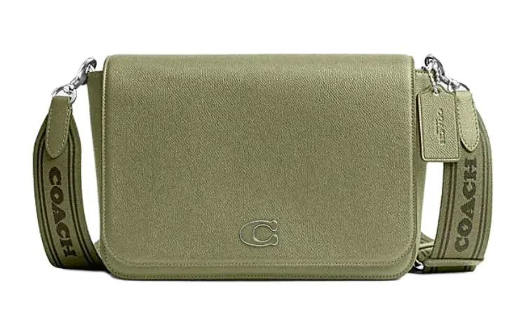 COACH Cow Leather With PVC Messenger Bag, Crossbody Bag, Shoulder Bag Medium Men's Moss Green