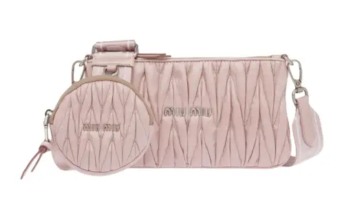 MIU MIU Matelassé Cow Leather Shoulder Bag, Crossbody Bag Rose Red