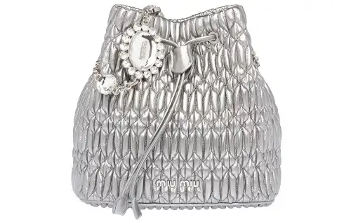 MIU MIU Sheepskin Bucket Bag, Shoulder Bag Women's Silver