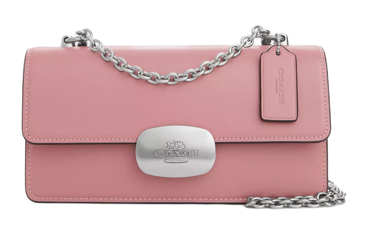 COACH Eliza Calfskin Shoulder Bag, Crossbody Bag Medium Women's Silver & True Pink