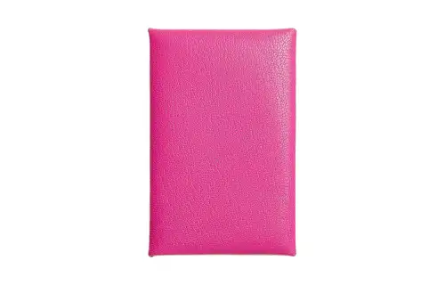 HERMES Chamkila Goatskin Card Holder Women's 5R Rose Shocking Vibrant Pink