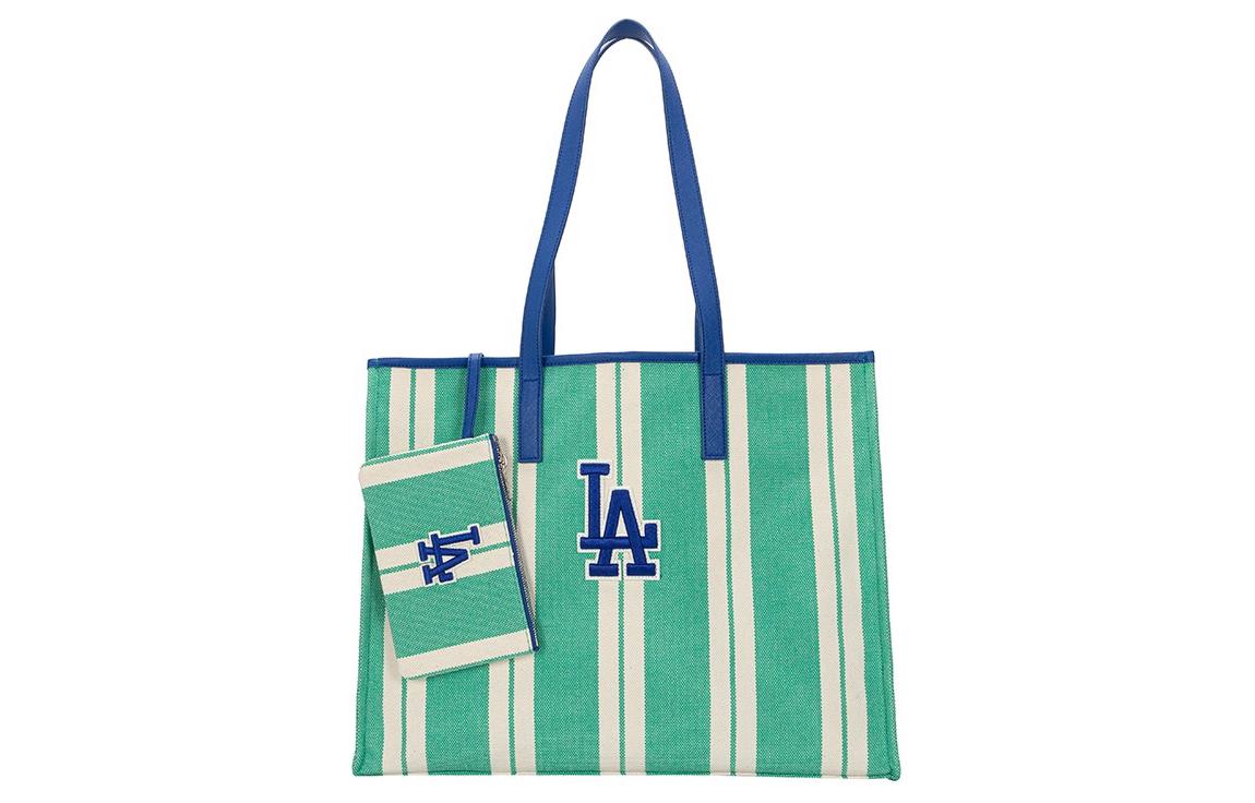 Сумка_тоут MLB Striped Tote Bag (зелено-белая)