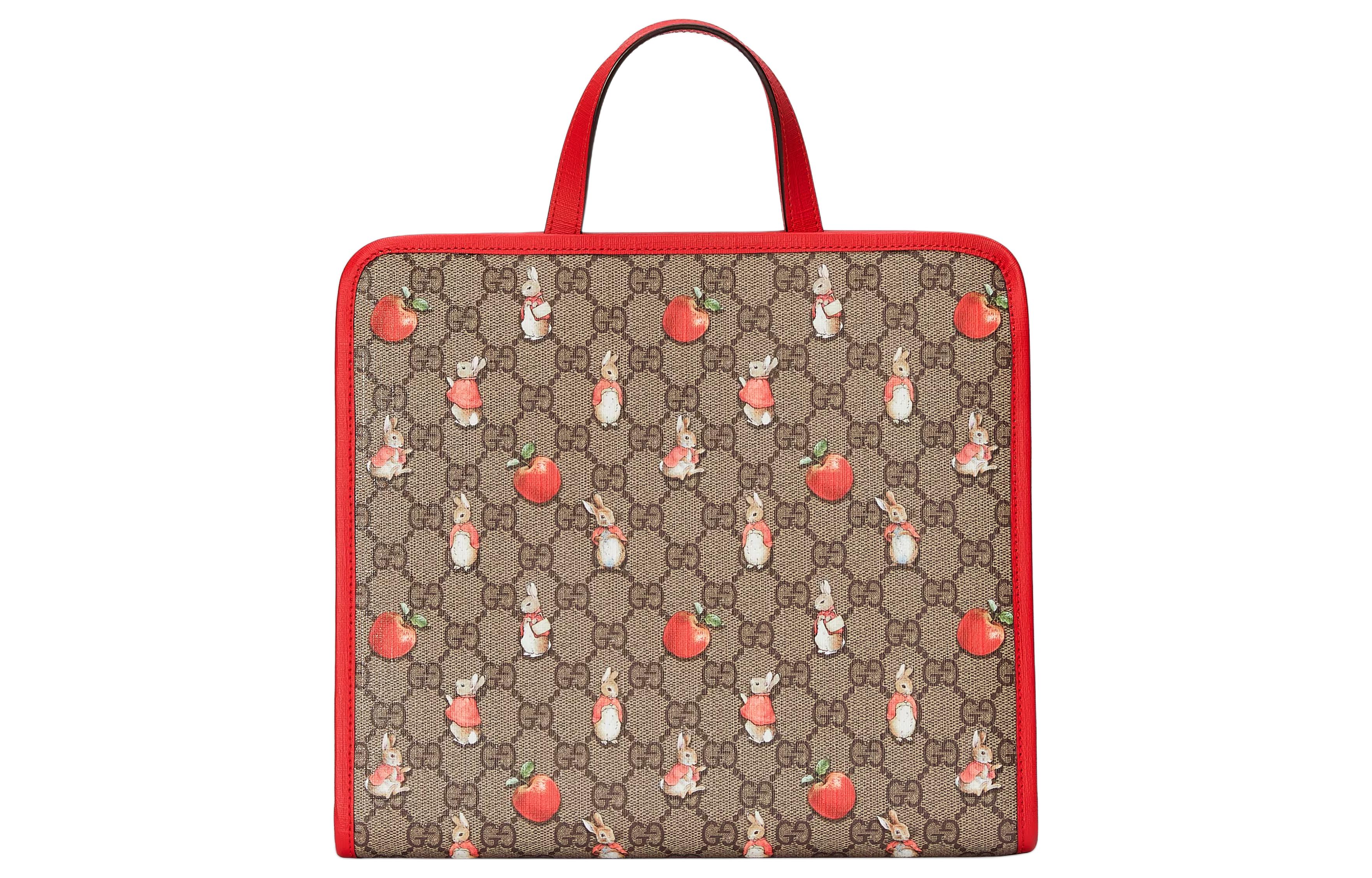 Детская сумка Gucci x Peter Rabbit™ Tote (успокоенный зелено-красно-коричневый) — фото 5