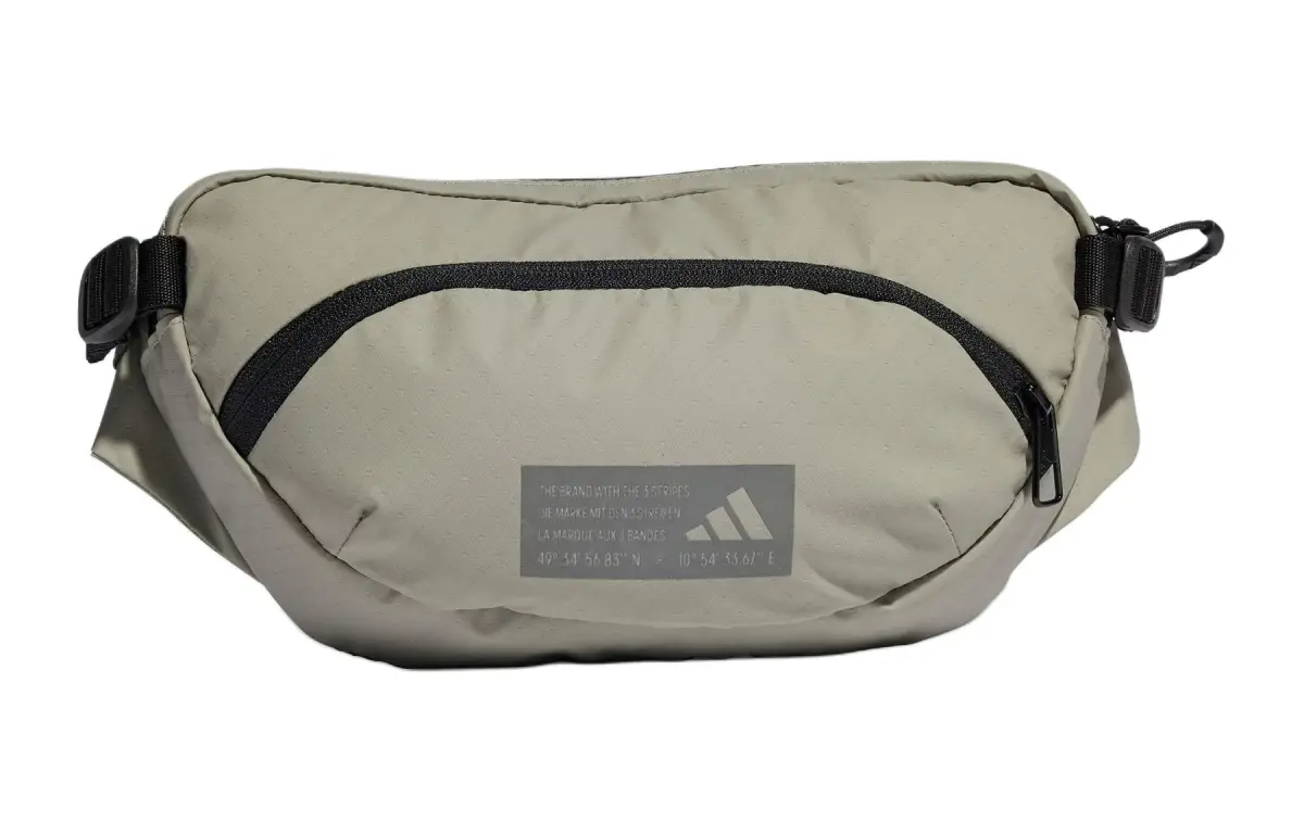 Adidas Layered Polyurethane One Shoulder Fanny Pack Regular Unisex Pebble Silver Gray & Black & Gray