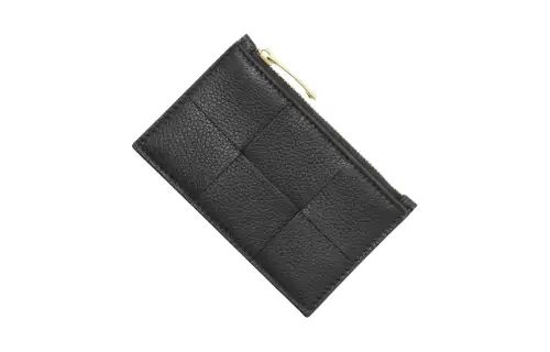 Bottega Veneta Calfskin Card Holder, Wallet Women's Black