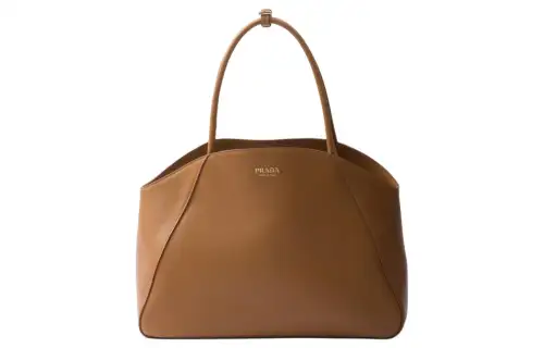 PRADA Leather Tote Bag, Shopping Bag, Handbag Large Women's Caramel