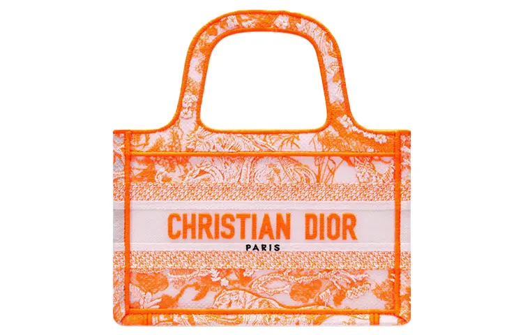 DIOR BookTote Transparent Effect Canvas Shoulder Bag, Crossbody Bag, Handbag Mini Women's Fluorescent Orange
