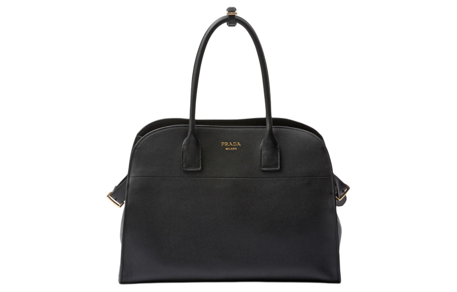 PRADA Grain Leather Tote Bag, Shopping Bag, Handbag Large Women's Black