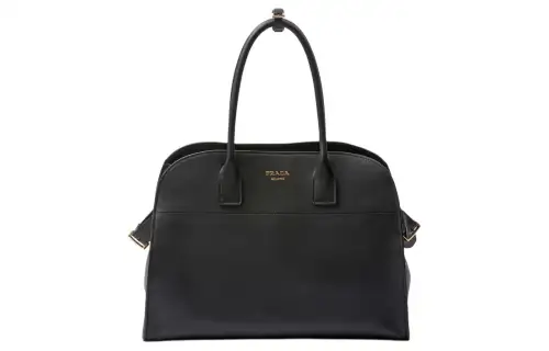 PRADA Grain Leather Tote Bag, Shopping Bag, Handbag Large Women's Black