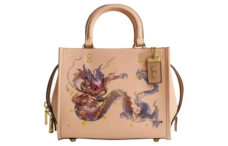COACH Rogue Leather Shoulder Bag, Crossbody Bag, Handbag Medium Women's Light Yellow Multicolor