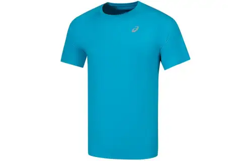 ASICS T Shirts Men's Blue Crew Neck Moderate Straight Fit