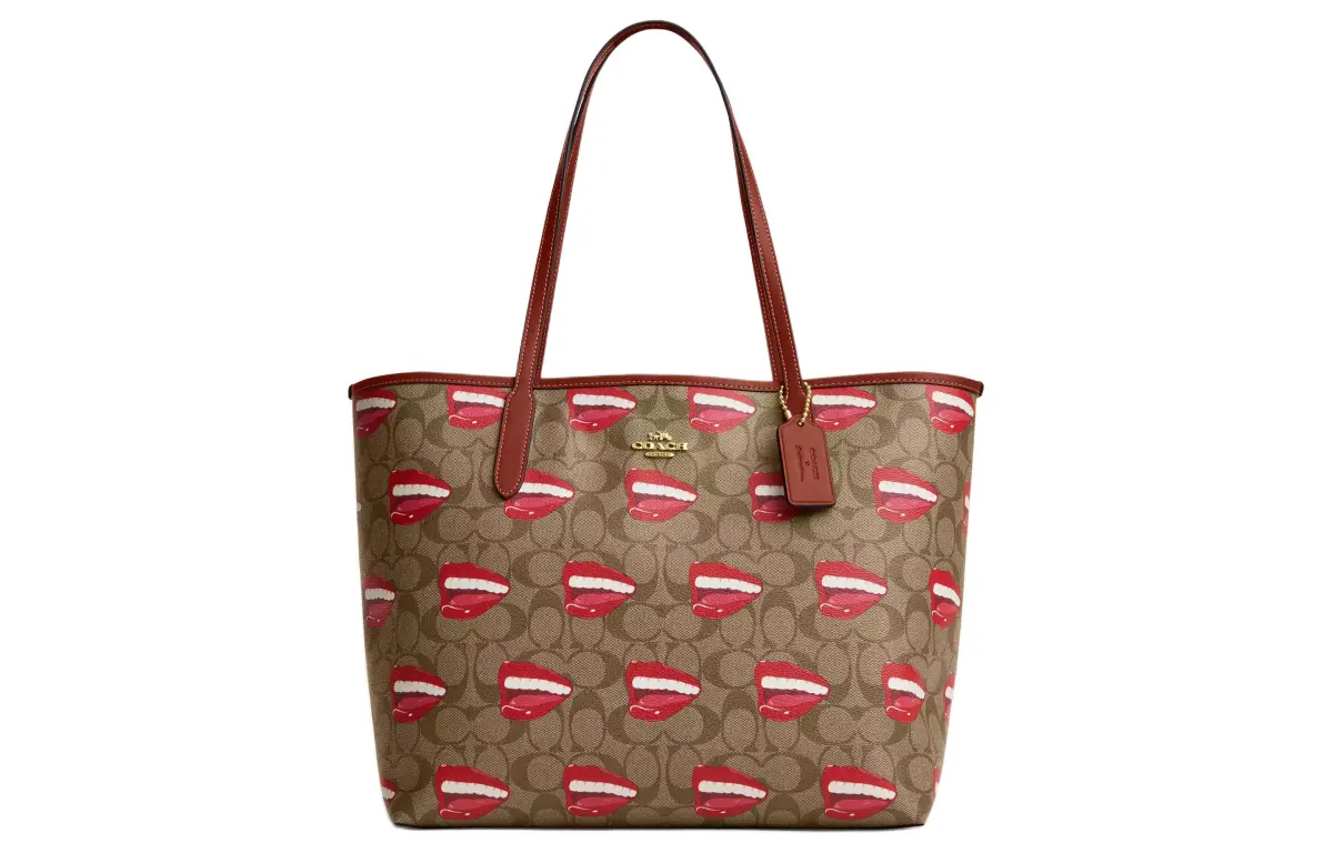 COACH Tom Wesselmann Collaboration City Coated Canvas With Leather Tote Bag, Shopping Bag, Handbag, Shoulder Bag Large