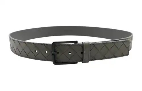 Bottega Veneta Diamond Design Pin Buckle Cow Leather, Calfskin, Metal, Leather Belts Men's Gray Width 3.5CM