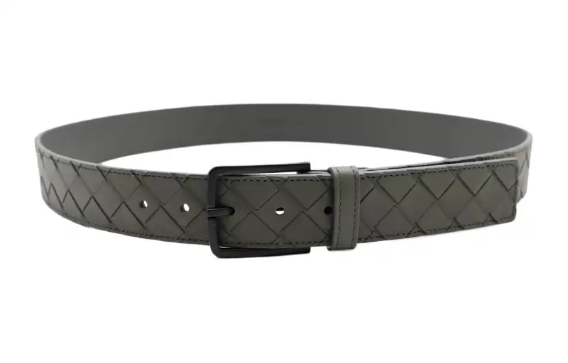 Bottega Veneta Diamond Design Pin Buckle Cow Leather, Calfskin, Metal, Leather Belts Men's Gray Width 3.5CM
