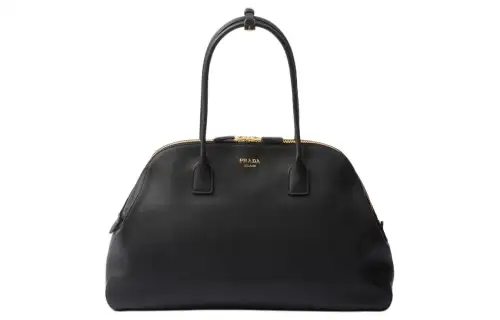 PRADA Leather Tote Bag, Shopping Bag, Shoulder Bag, Handbag Large Women's Black