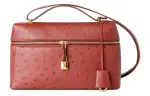 Loro Piana ExtraPocket Ostrich Leather Crossbody Bags Women's Dark Kummel Color