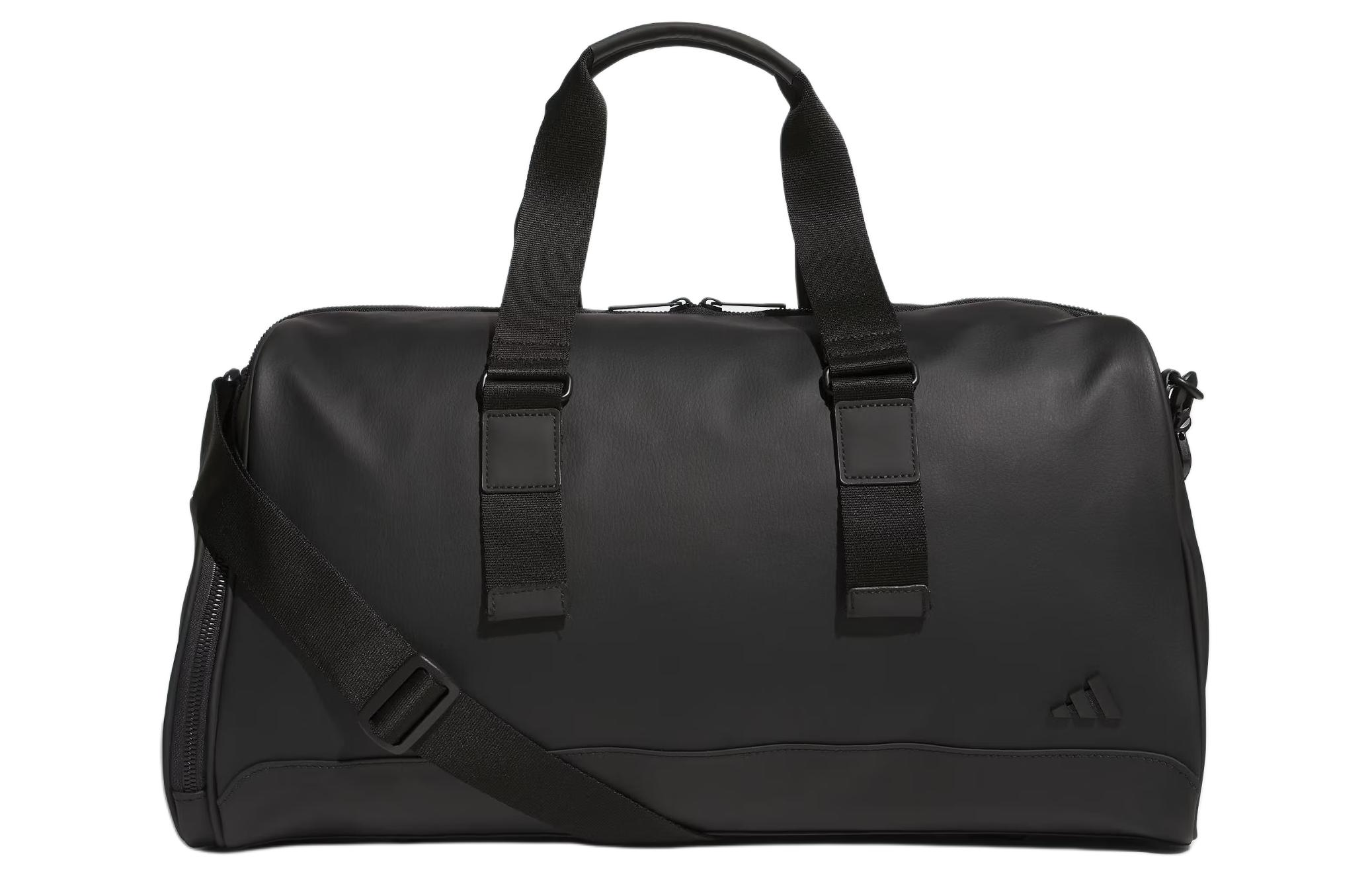 Adidas Zip Closure PU Leather Backpack Gym Bag Unisex Black