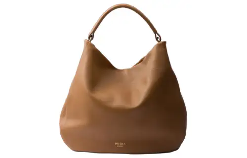 PRADA Leather Handbag, Shoulder Bag Large Women's Caramel