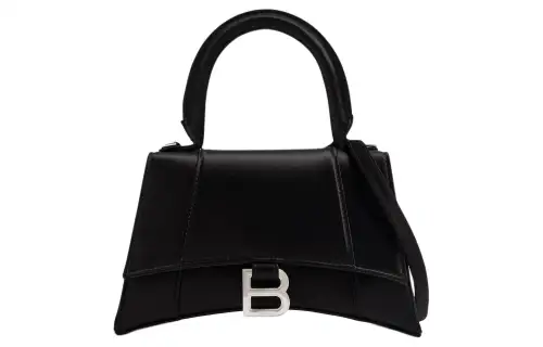 Balenciaga Satin Hourglass Bag, Shoulder Bag, Crossbody Bag, Handbag Women's Black