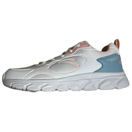 Anta Cushioned Slip Resistant Abrasion Resistant Low Top Running Shoes Women's White Pink Cyan