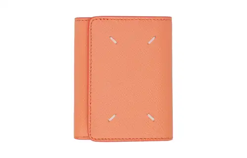 Maison Margiela Grain Calfskin Card Holder, Wallet Women's Light Orange