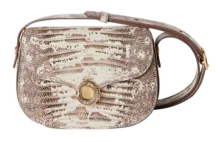 Loro Piana Ghiera Crocodile Leather Shoulder Bag, Crossbody Bag Women's Barley Town Canine Spotted Stripes