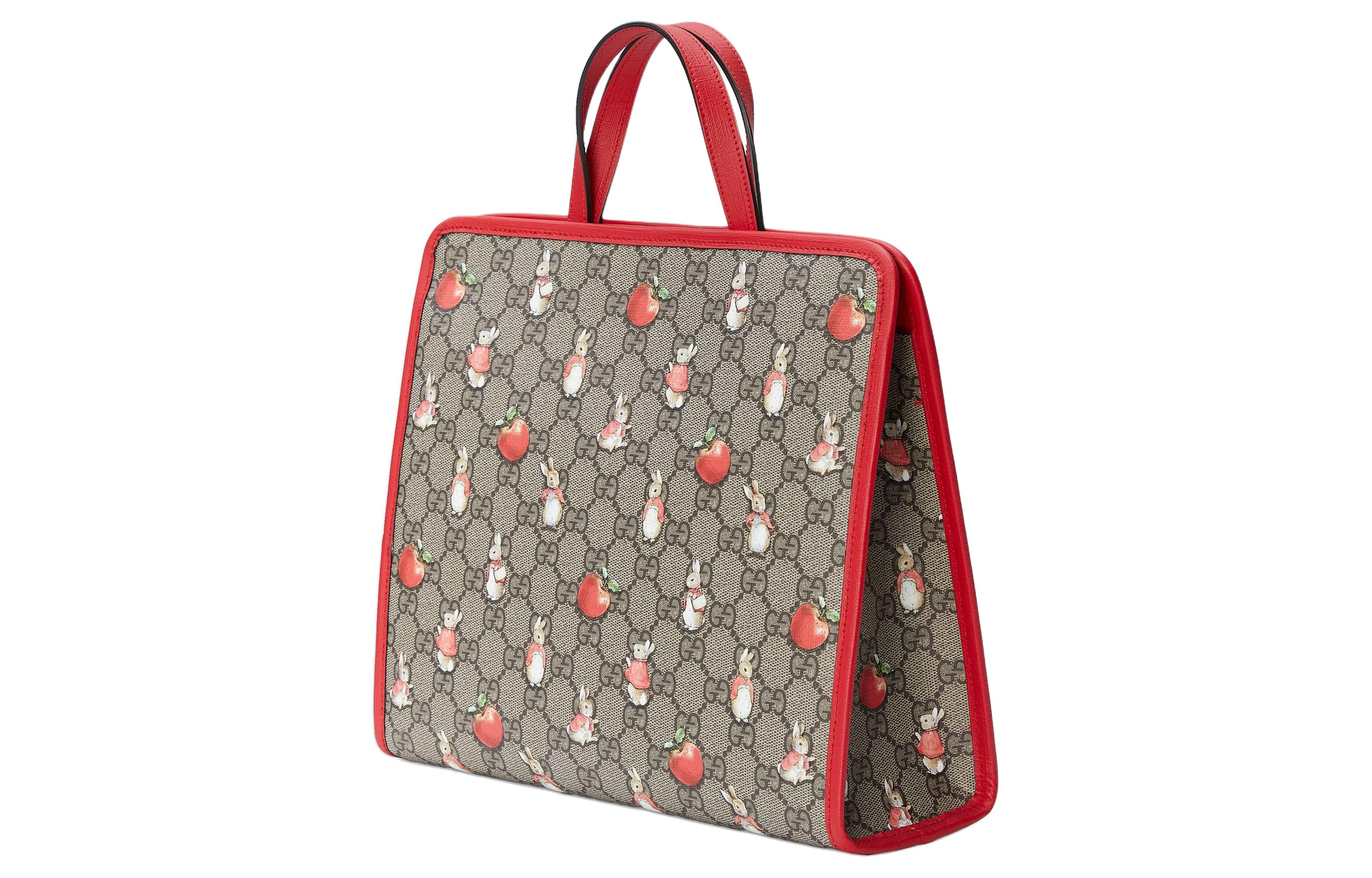 Детская сумка Gucci x Peter Rabbit™ Tote (успокоенный зелено-красно-коричневый) — фото 2