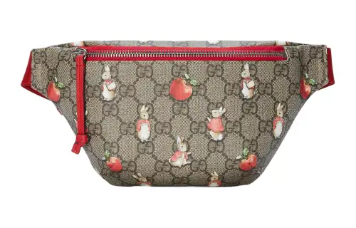 GUCCI Peter Rabbit™ Collaboration Canvas With Leather Fanny Pack Kids' Ebony & Green & Red