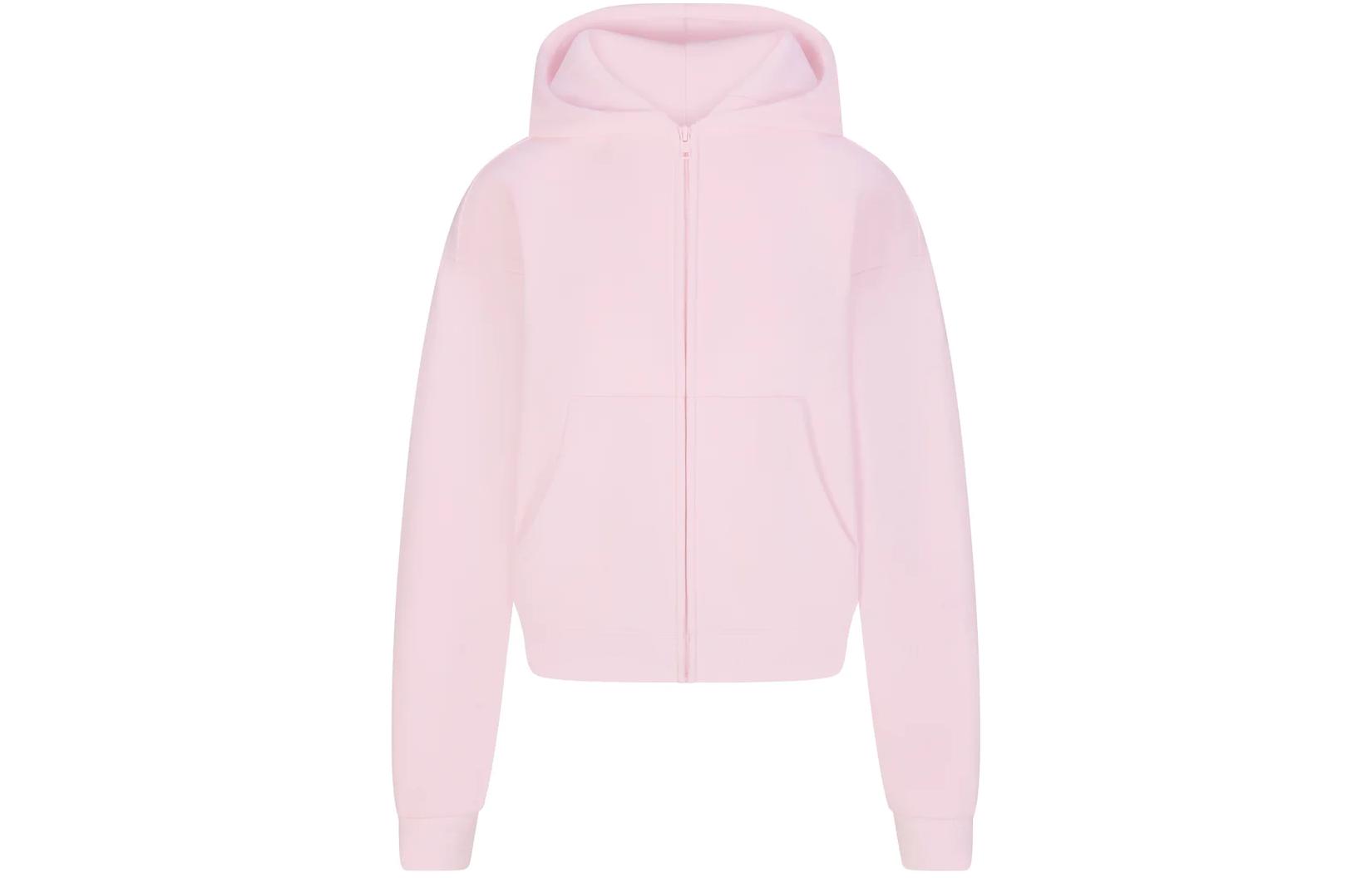 SKIMS SS24 COTTON FLEECE CLASSIC ZIP UP HOODIE CHERRY BLOSSOM