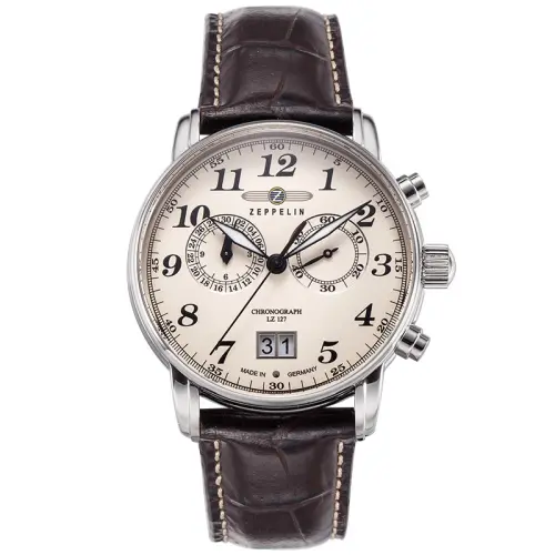 ZEPPELIN Zibo Lin Piaget Series Quartz Movement Retro Light Business Style Chronograph Men's Watch German Watch Fritillary Dial Stainless Steel Case Leather Strap