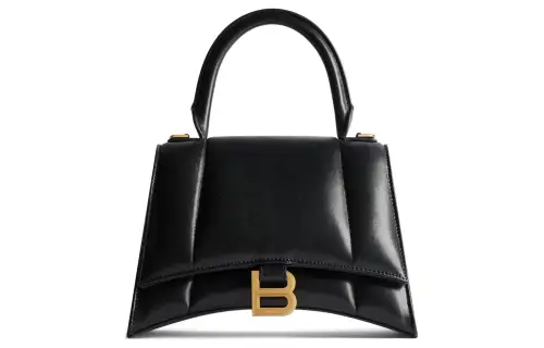 Balenciaga Lambskin Hourglass Bag, Shoulder Bag, Crossbody Bag, Handbag Small Women's Black
