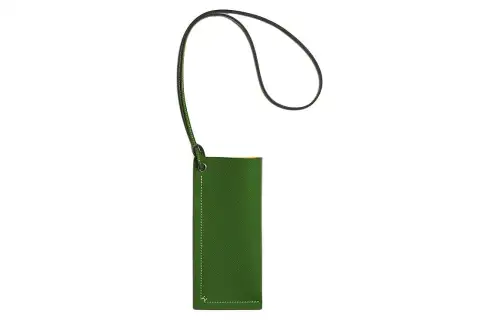 HERMES Epsom Calfskin Eyeglass Pouch Women's Yucca Green Spells Sun Yellow