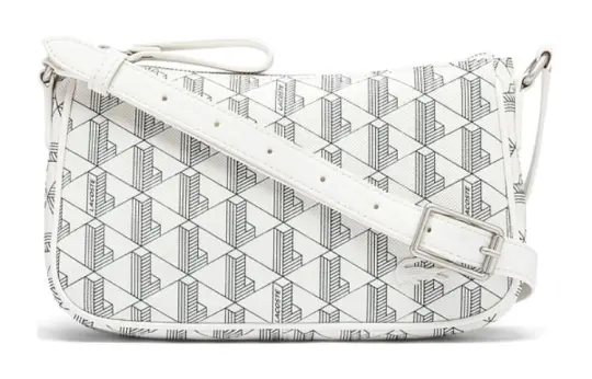 LACOSTE Polyurethane Baguette Crossbody Bag, Shoulder Bag Medium Women's White