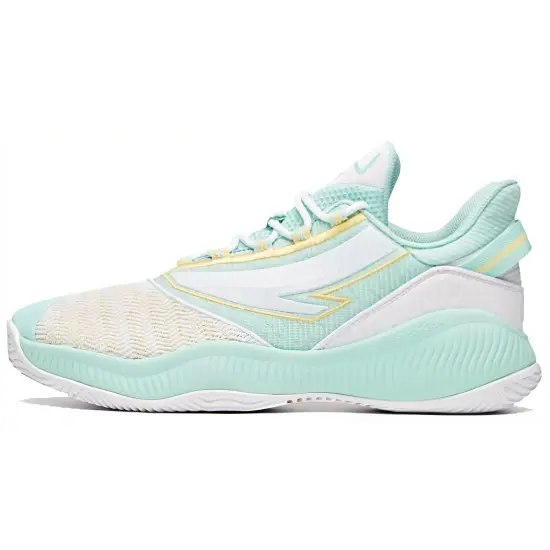 Anta Cushioned Slip-Resistant Coverage Lightweight Low-Top Performance Basketball Shoes Men's White Green Yellow