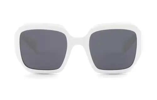 PRADA Acetate Irregular Shape Sunglasses Women's White