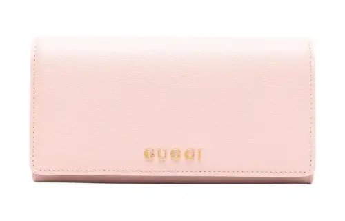 GUCCI Calfskin Wallet Women's Light Pink
