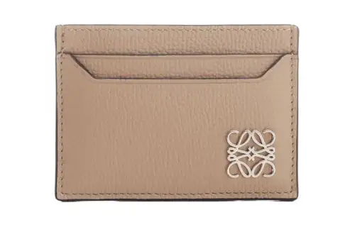 LOEWE Pebble Texture Cow Leather Card Holder Women's Gray Brown