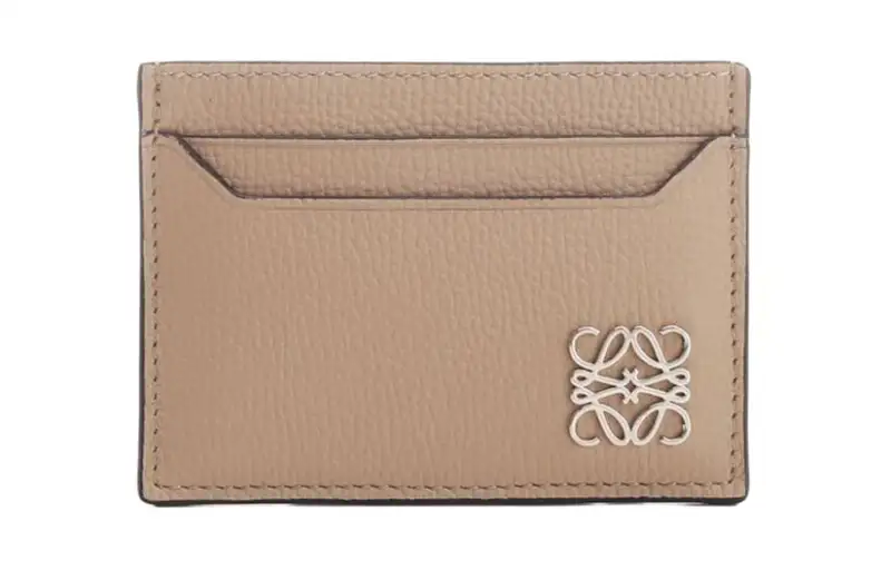 LOEWE Pebble Texture Cow Leather Card Holder Women's Gray Brown