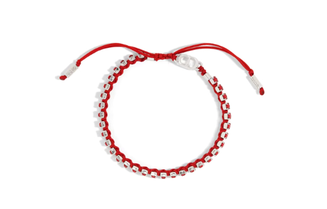 DIOR Polyester, Faux Crystal, Brass Bracelets Men's Red