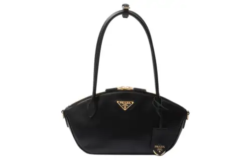 PRADA Leather One Shoulder Handbag Small Women's Black