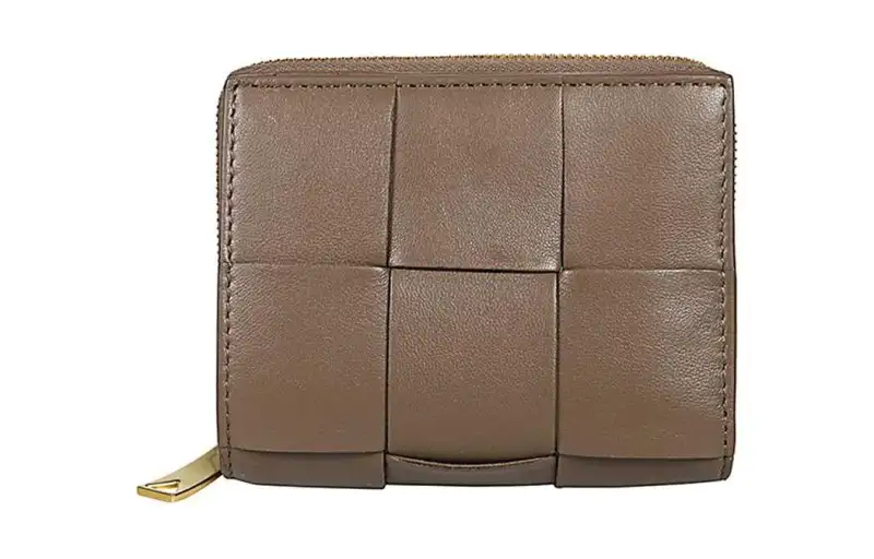 Bottega Veneta Lambskin With Calfskin Wallet Small Women's Taupe