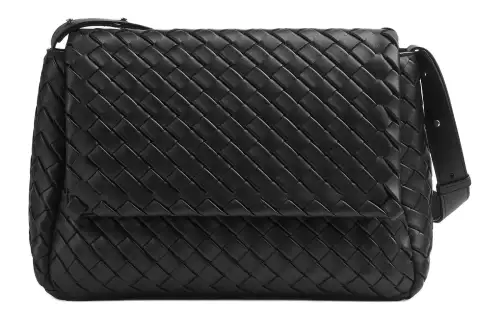 Bottega Veneta Calfskin Messenger Bag, Shoulder Bag, Crossbody Bag Men's Black