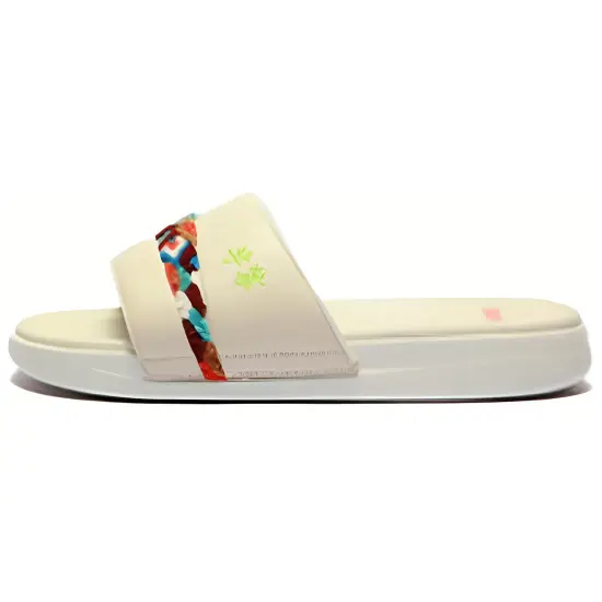 LiNing Quiet Abrasion Resistant Slide Slippers Women's Eggnog Cream Gray
