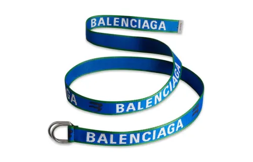 Balenciaga Letter Print Belts Men's Blue Width 3.5cm