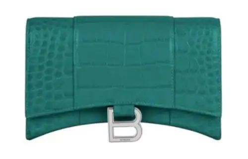 Balenciaga Hourglass Cow Leather Shoulder Bag, Crossbody Bag, Wallet Women's Green