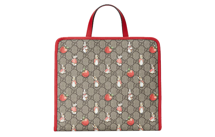 Детская сумка Gucci x Peter Rabbit™ Tote (успокоенный зелено-красно-коричневый) — фото 7