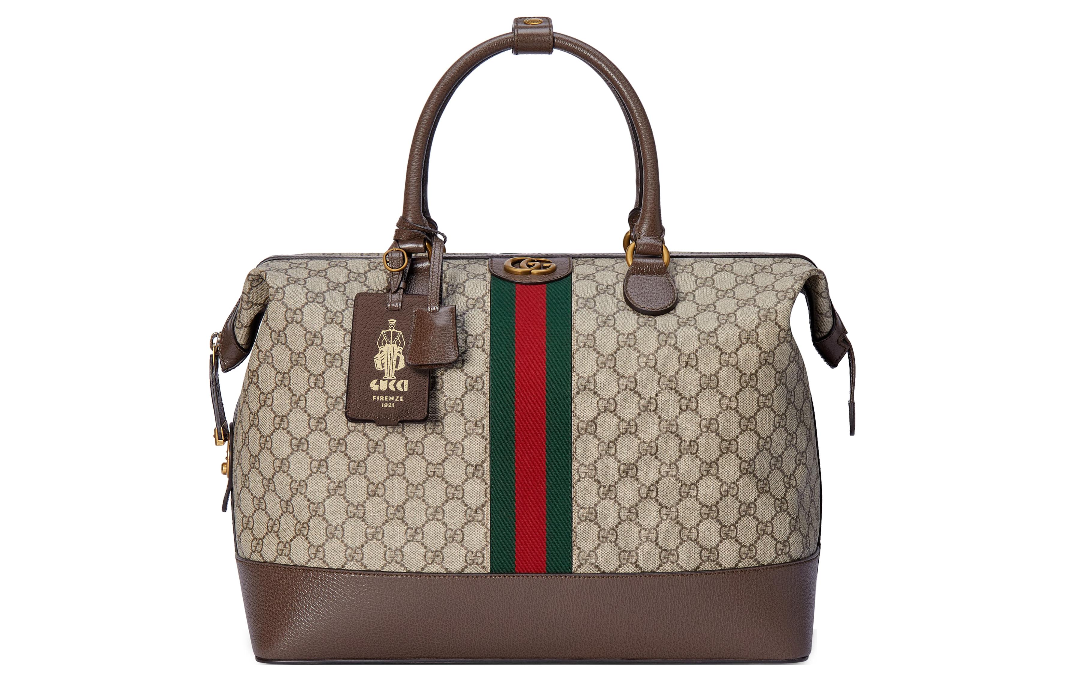 GUCCI Savoy Supreme Canvas With Leather Trim Handbag Travel Bag Women's