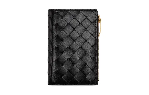 Bottega Veneta Sheepskin Wallet Medium Women's Black