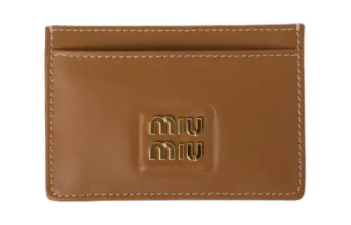 MIU MIU Leather Card Holder Card Holder Women's Caramel